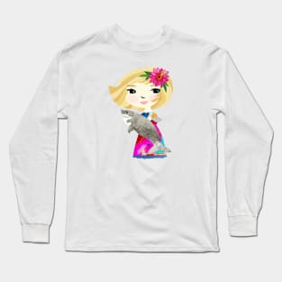 Girl with Great White Shark/Cordelia & Carl Long Sleeve T-Shirt